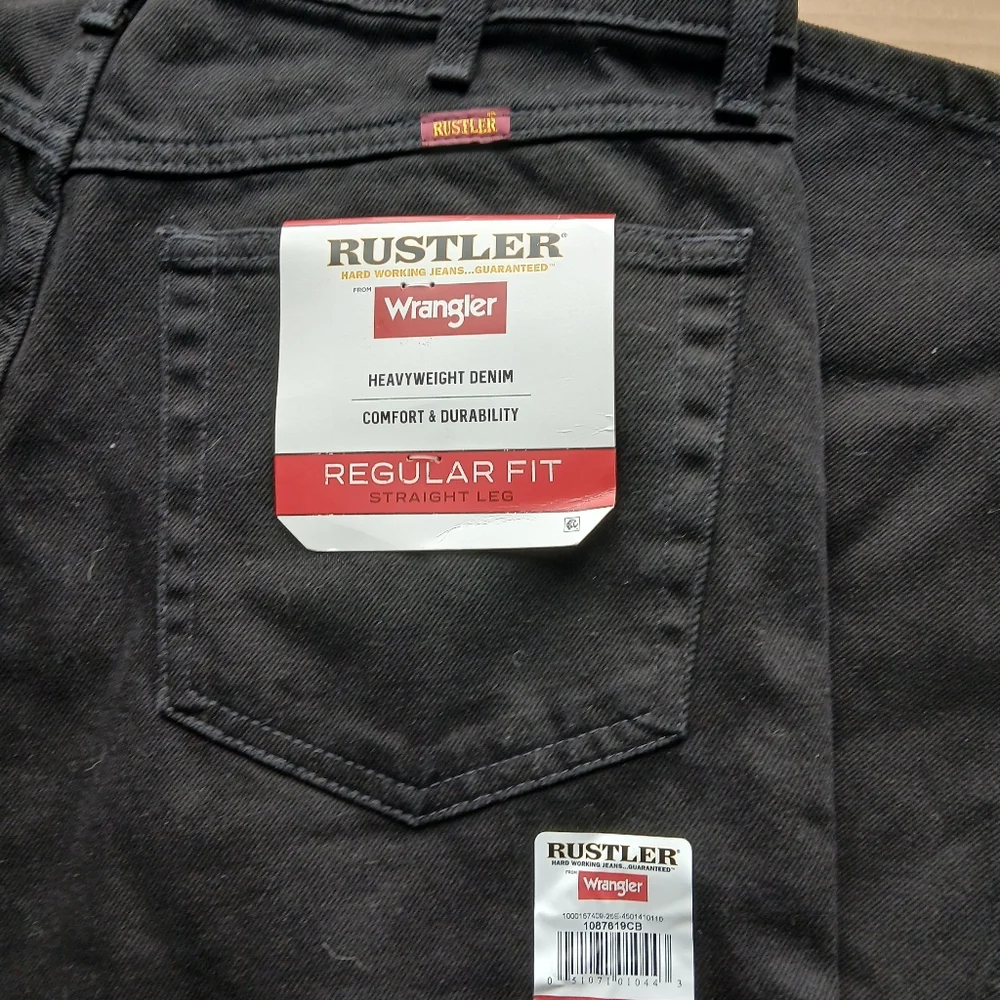 Rustler Men's Size 34×32 Dark Denim Regular Fit Jeans - Picture 4 of 7